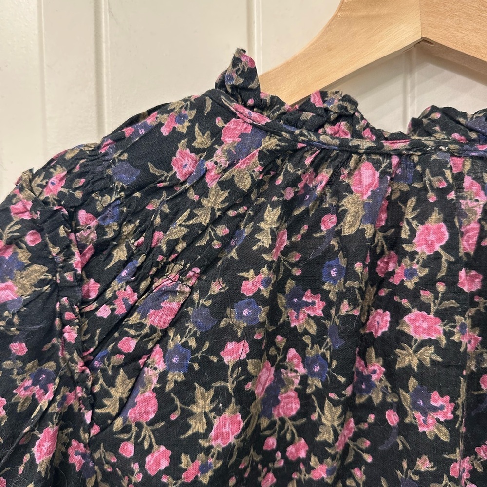 Free People Meant to Be Blouse Black Pink Floral Print Size Medium - Picture 10 of 11